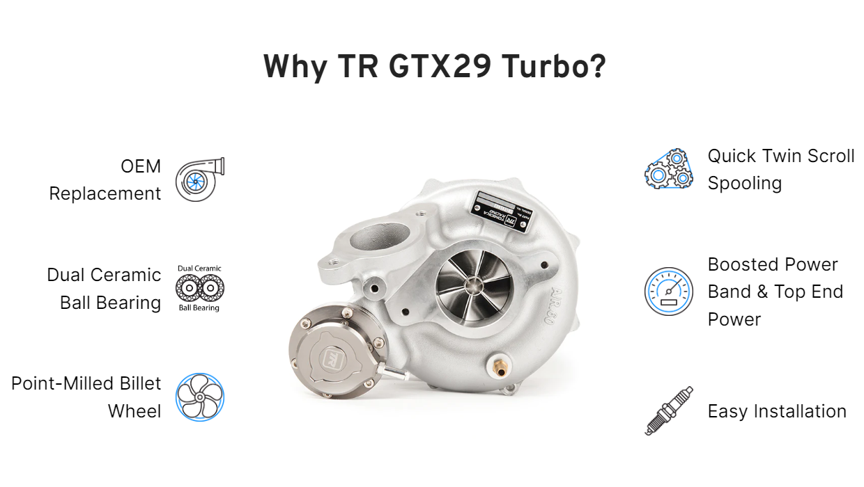 TR GTX29 DCBB Dual Ceramic Ball Bearing Turbocharger for Subaru WRX 2015+ & Forester 2014+ FA20DIT (Gen II) and Motul 300V Power &  Competition