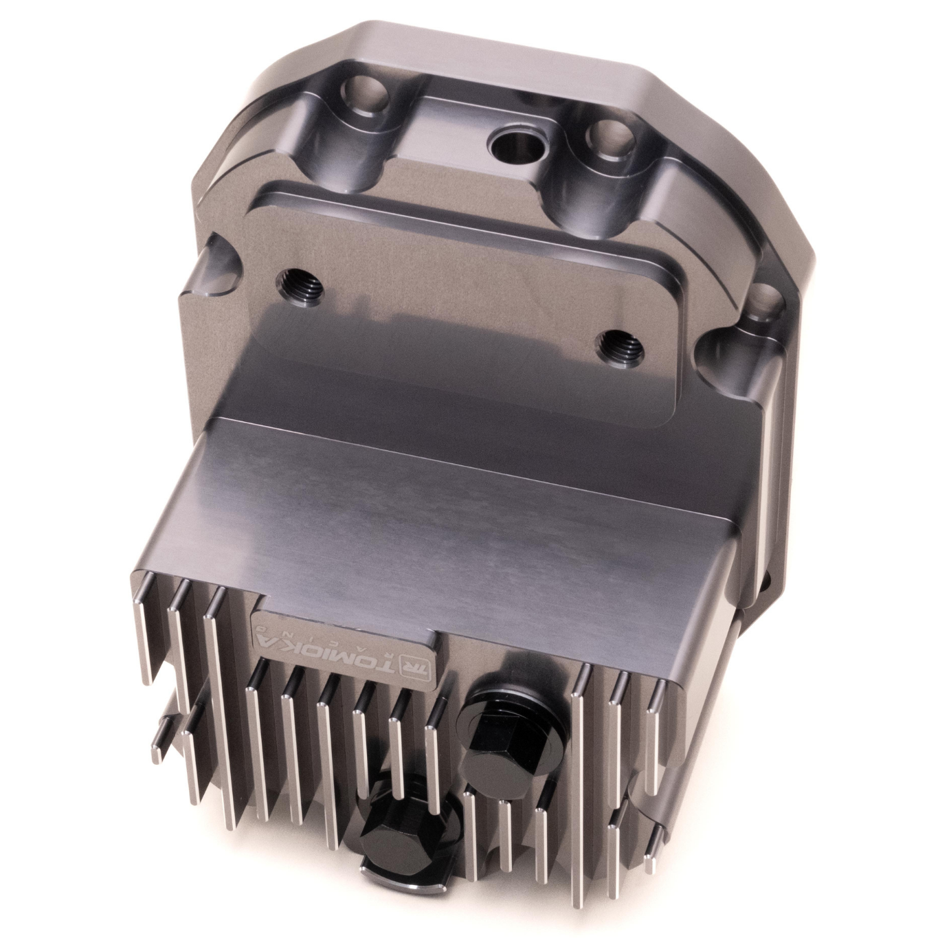 R160 billet diff cover — finned cooling and magnetic M20 drain/fill plugs, Gunmetal Blue