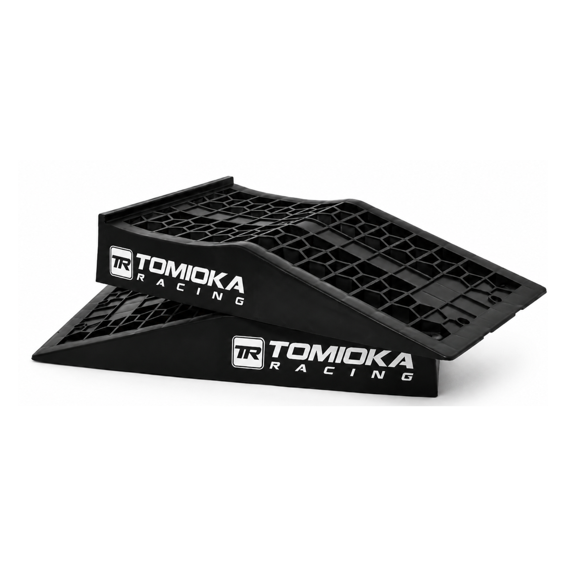Black racing wing with Tomioka Racing logo on a white background