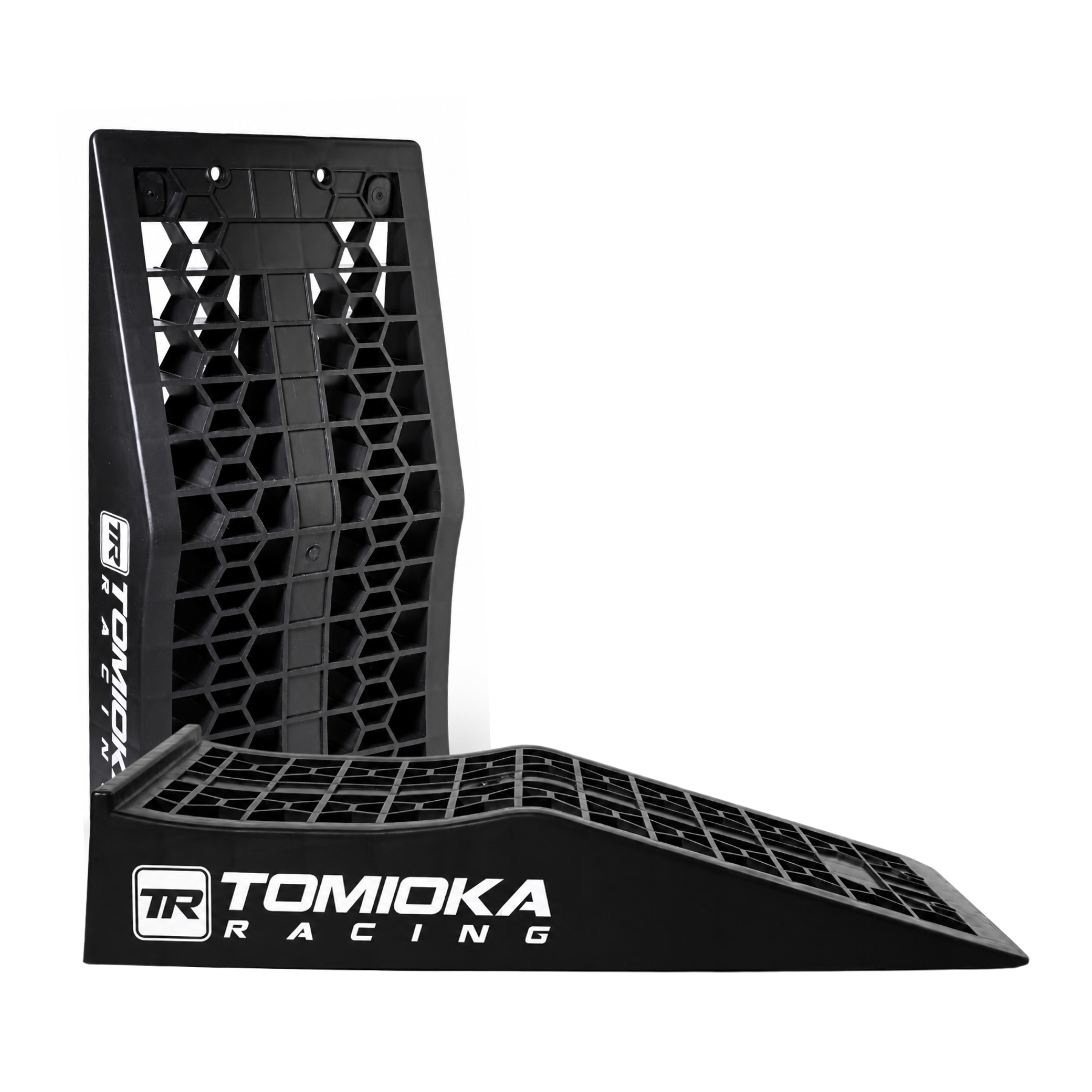 Black racing wing with 'Tomioka Racing' branding on a white background