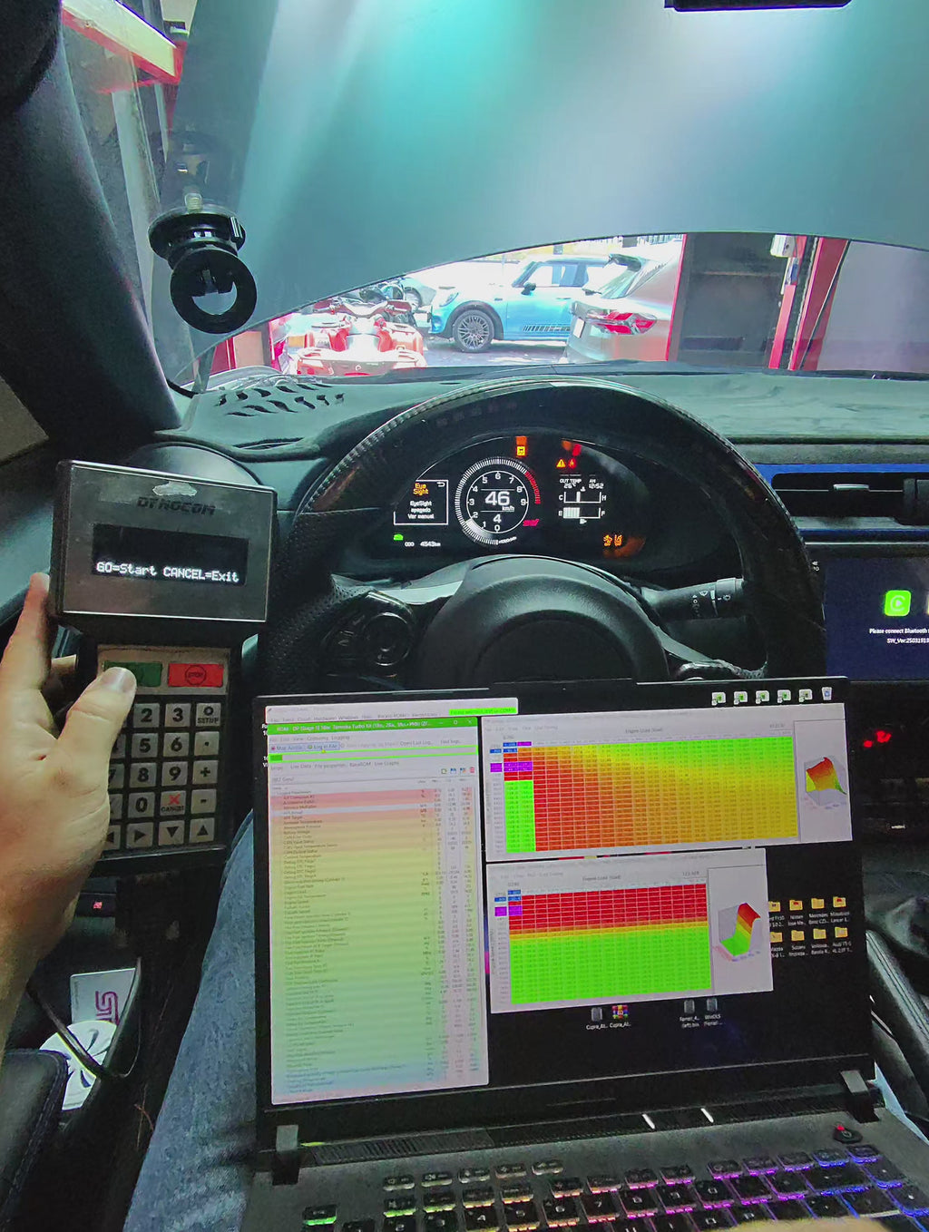 dyno boost on gr86 in the car with laptop